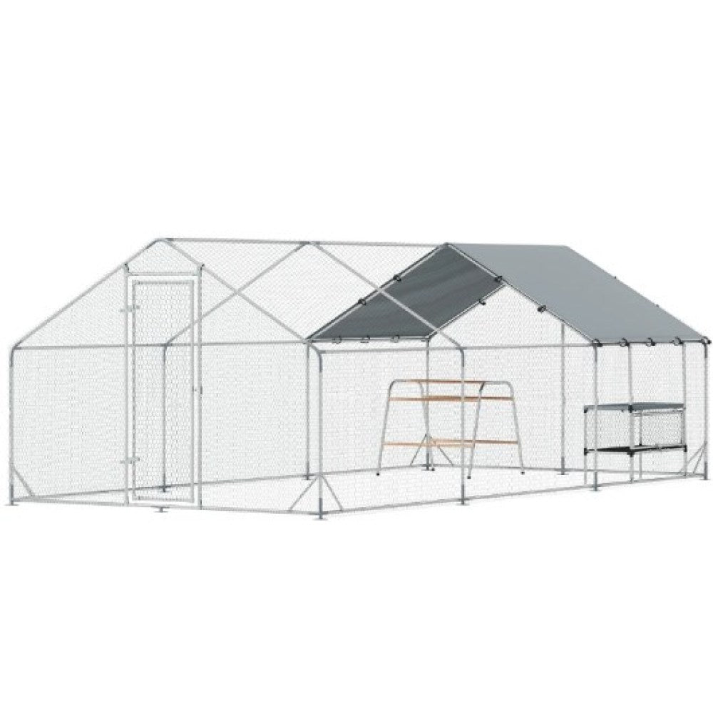 Chicken Coop,Large Metal Chicken Coop with Waterproof Cover