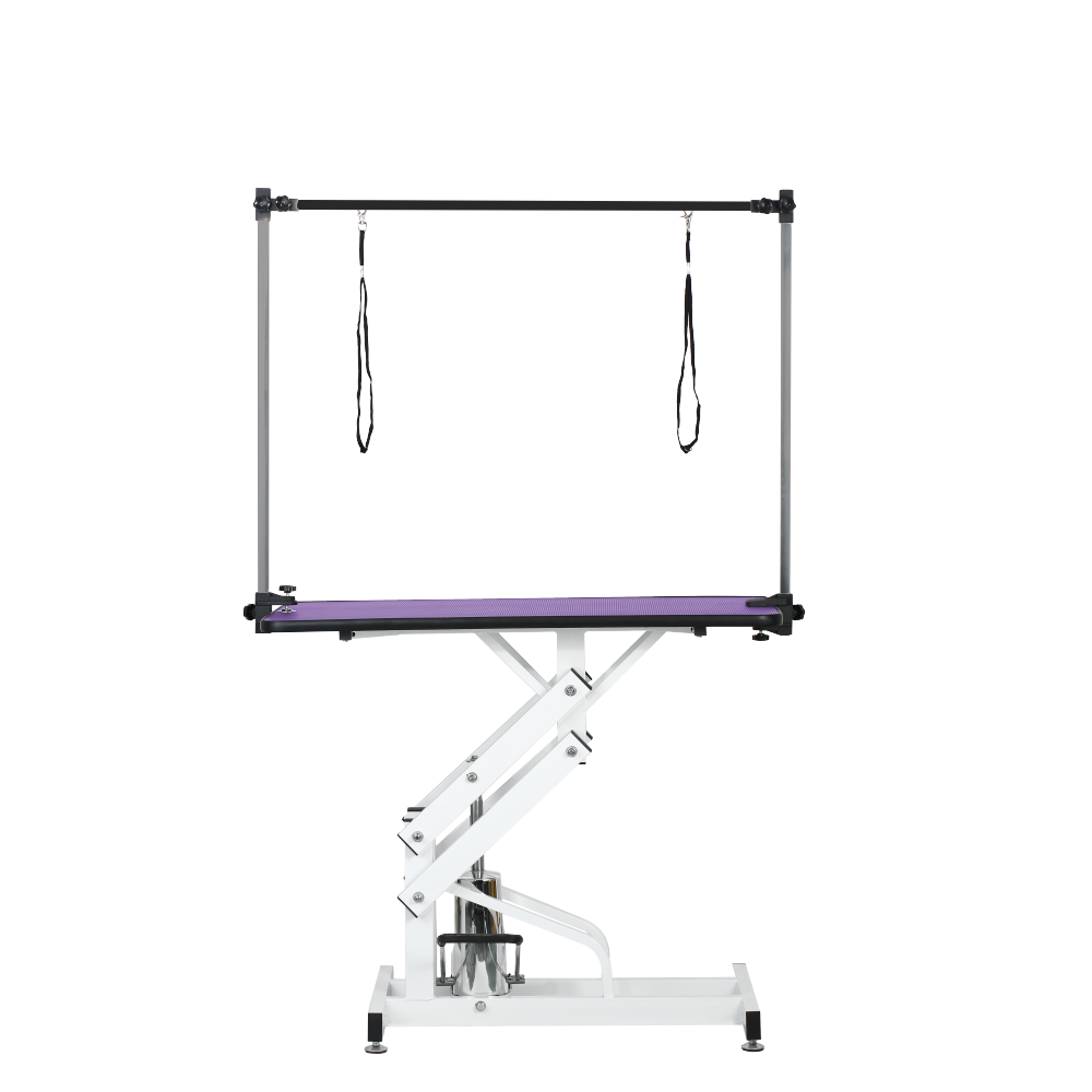 42.5INCH HYDRAULIC PET GROOMING TABLE WITH "H" ARM PURPLE