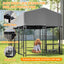 Dog Kennel Outdoor with Roof, 4.23'x7.81'x4.83' Welded Wire Enclosure, Heavy Duty Dog Crate with UV-Resistant Waterproof Cover, Double Lock & Rotating Feeder for Medium/Large Dogs