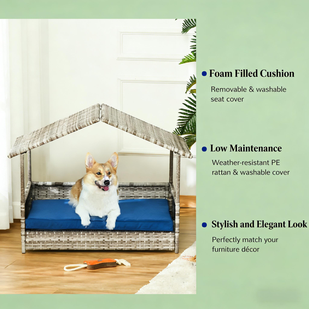 Elevated Pet Bed,Rattan Dog House