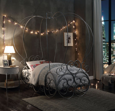 Priya  Silver Finish Twin Bed W/Canopy