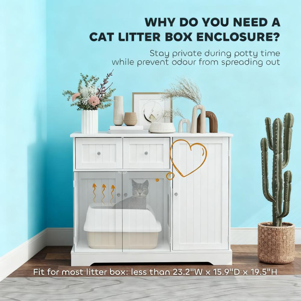 39" x 18" x 31.5  Cat Litter Box Enclosure with Drawers