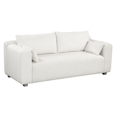 Modern Loop Yarn Fabric Sofa with One-Piece Seat Frame, Extra Wide Domed Arms, White Boucle, 82*36 Inches