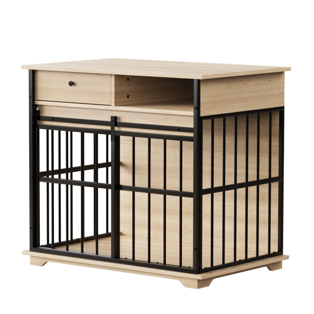 Dog Crate Furniture , Large Dog Cage Furniture with Tray for Medium Large Dogs, Wooden Dog Kennel Furniture