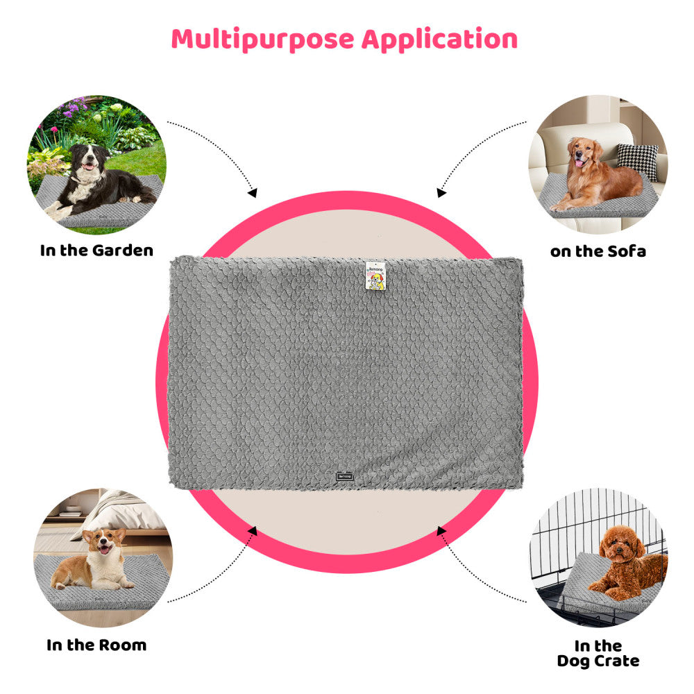 Premium Plush Dog Bed With Removable Washable Cover - All-Season Anti-Slip Pet Mat For Dogs & Cats, Indoor Outdoor Use In Crate, Kennel & Home - Ultra Soft Warmth For Year-Round Comfort