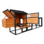 large main house,brown+black Wooden Chicken Coop, Large Outdoor Hen House with Run and Nesting Box Poultry Cage, Rabbit Hutch, Waterproof Anti-UV Panel for Backyard