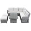 Beige Outdoor Patio Rattan Furniture Set with Adjustable Table, Recliners, Side Tables, and Ottomans