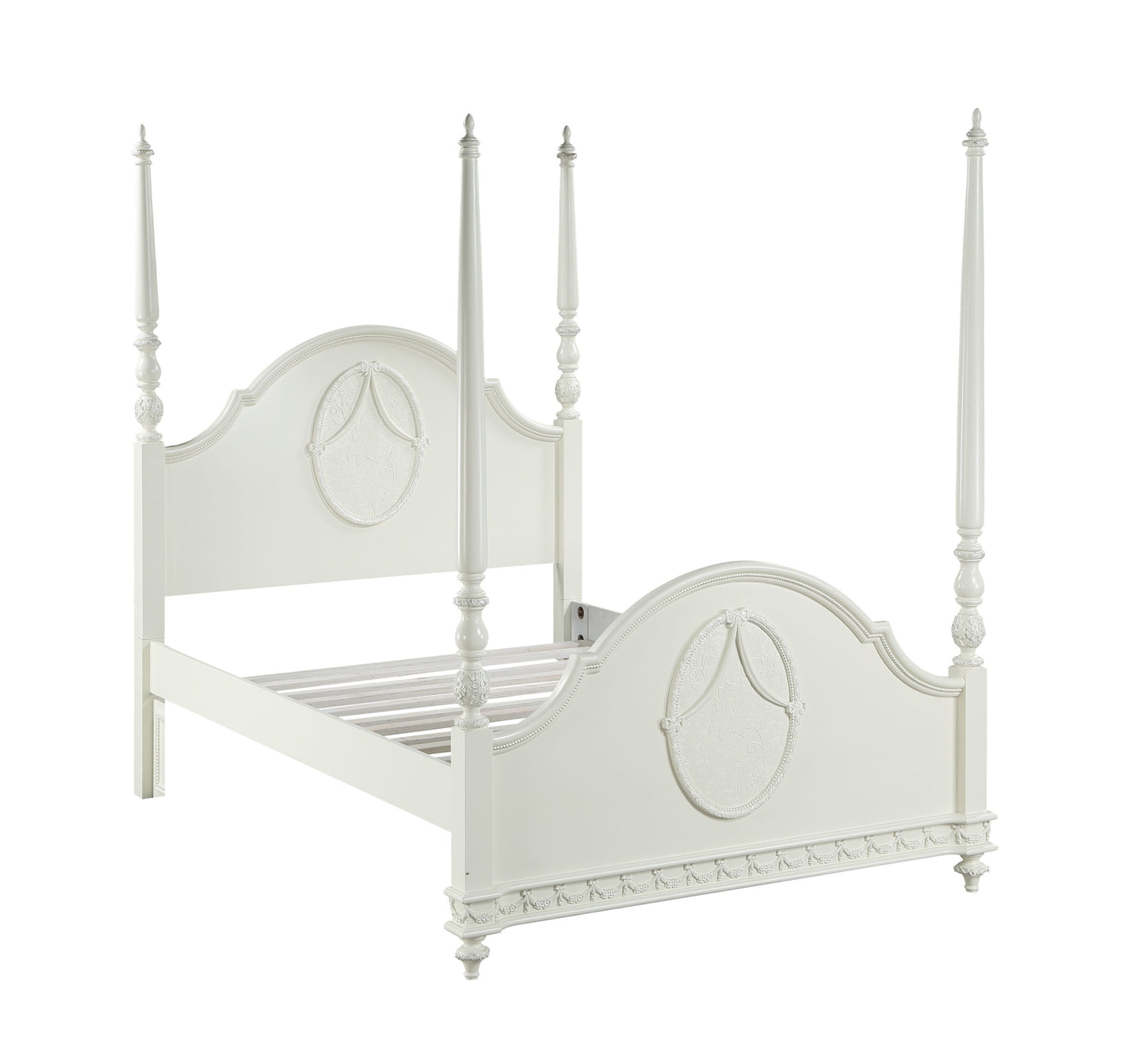 Dorothy Ivory Finish Twin Post Bed (Canopy Not Included, Trundle Not Included)