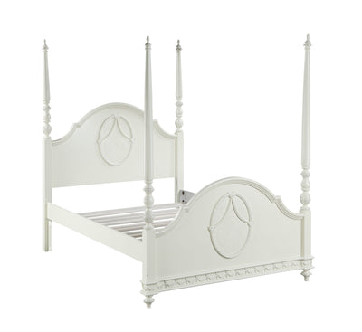 Dorothy Ivory Finish Twin Post Bed (Canopy Not Included, Trundle Not Included)