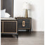 SunJet Modern Espresso Bedside Table Bedroom Furniture 1pc Nightstand Gold Accent Trim Wooden Finger Pull