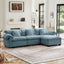 L Shaped Sectional Sofa With Storage Seats and Storage Ottoman, Modern Velvet 3 -Seat Sofa With Reversible Ottoman, Soft Cushion Fluffy Armrest Couch for Living Room , Blue