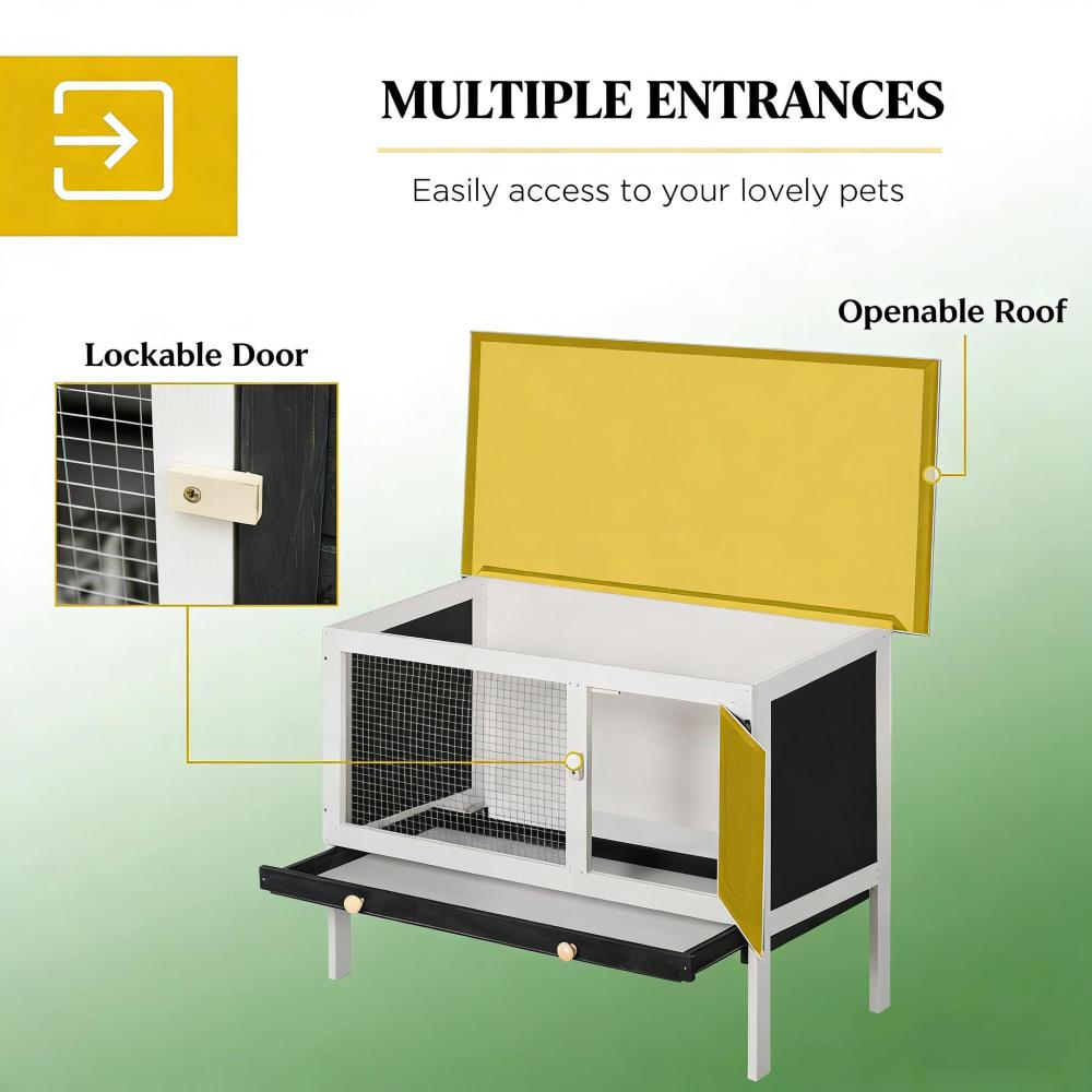 Bunny Cage,Spacious Pet House,Wood Rabbit Hutch