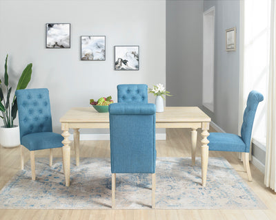 Amonia 5-piece Dining Set, Turned-Leg Dining Table with 4 Tufted Chairs