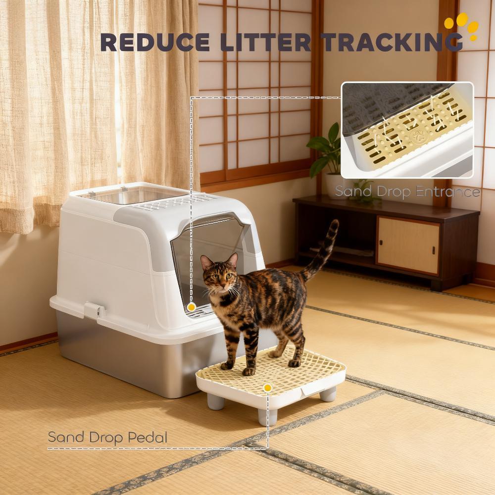 Cat Litter Box, Enclosed Cat Litter Box with Scoop, Deodorizer Bag