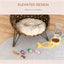 Elevated Hand-woven Braided Banana Leaf Kitten House Condo with Cushion,Weaved Cat Bed