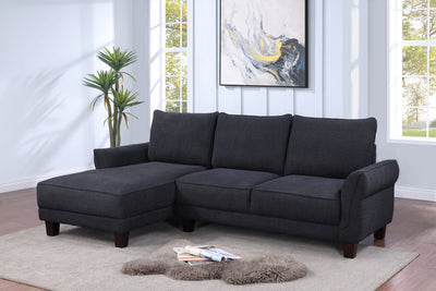Belle 96' Black Sherpa Sectional Sofa with Left-Facing Chaise