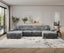 Convertible U-shaped Combination Sofa, Corduroy Fabric, Modern Comfortable Large Size 4 Seat Sofa, Living Room Double Lounge Chair , Dark Grey