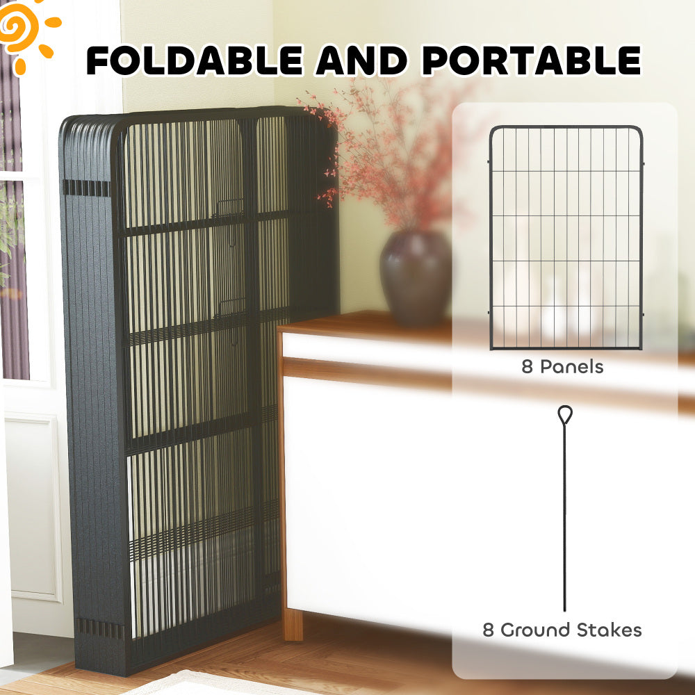 39 Inch Exercise Pen, 8 Panel Metal Pet Fence for Medium and Large Dogs, Black