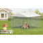 10 x 10-FT heavy-duty outdoor dog kennel with feeding bowl, full coverage waterproof roof, easy-to-assemble wire mesh fence with secure lock.
