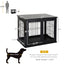 PawHut Dog Crate Furniture, Small Dog Cage End Table with Two Opening Sides, Lockable Door, Puppy Kennel Indoor, Cute and Decorative, Black