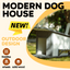 Outdoor Solid Wood Dog house, 15.8" H x 12.4" W Modern Style Design Waterproof  Dog House With Food bowl for Small Dogs, 4 swivel wheels