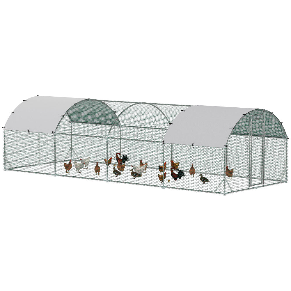 9.2'W x 24.9'D x 6.5'H Chicken Coop Large Metal Chicken Coop  for Yard, Outdoor, Duck, Rabbit