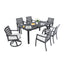 Modern Classic 7PC Outdoor Patio Dining Set with Rectangular Table, Six Chairs, Cast Aluminum, Ember Black, Sunbrella Cushions
