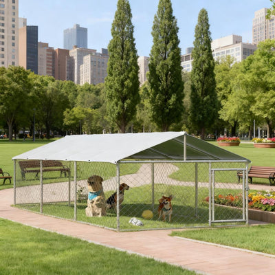 Large-Sized Outdoor Dog Kennel with Waterproof UV Resistant Roof