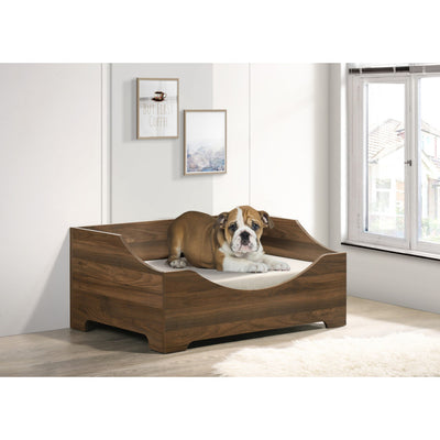 Gino 36"W Brown Alder Wood Finish 36"W Modern Comfy Pet Bed with Cushion