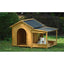 60.2" Large Wooden Dog House with Porch, Cabin Style Dog Crate with Asphalt Roof and Elevated Floor, Dog Kennel with Side Window and Doors, Perfect for Medium & Large Dogs, Nature
