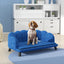 PawHut Velvet Large Dog Couch with Foam Cushion, Soft and Cute Dog Bed with Pearl Design, Dog Sofa for Big and Medium Dogs, Dark Blue