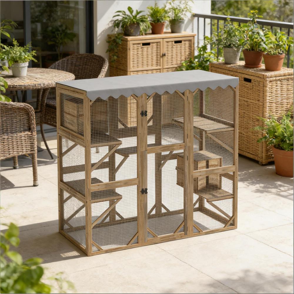 Pet Enclosure,Outdoor Cat Enclosure with Multi-Level