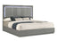 Elara Queen Bed ¨C Two-Tone High-Gloss Marble & Lacquer Finish with LED Lighting, Metal-Finished Legs- Gray