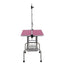 42" Folding Dog Pet Grooming Table Stainless Steel Frame Rubber Mat on Board with Adjustable Arm and Clamps pet dog Cat Grooming Table (PINK COLOR)