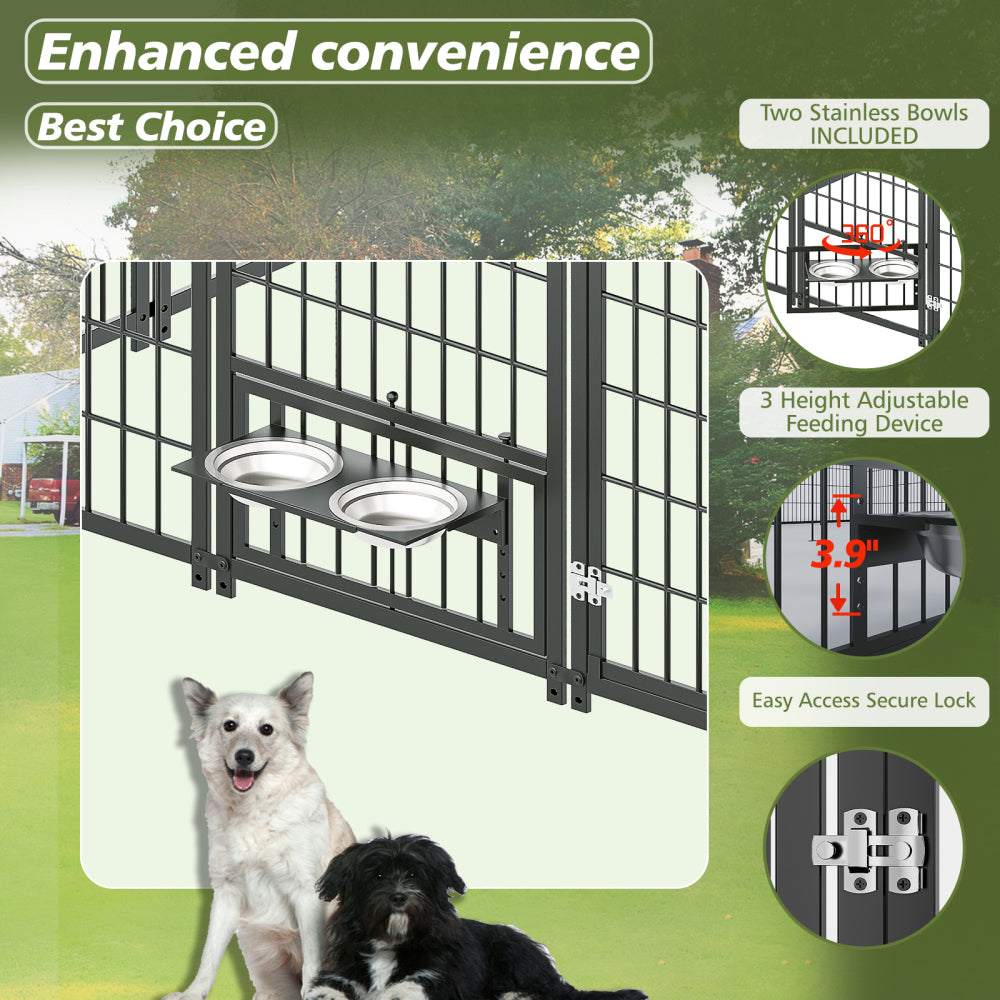 Large Dog Kennel Outdoor Pet Pens Dogs Run Enclosure Animal Hutch Metal Coop Fence with Roof Cover. 18.9'L x 9.61'W x 6.76'H.