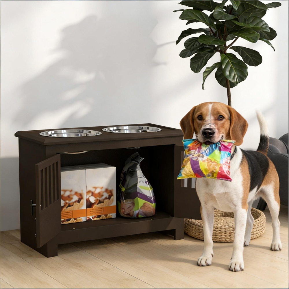 Modern Style Dog Feeding Station,Dog Food Storage Cabinet