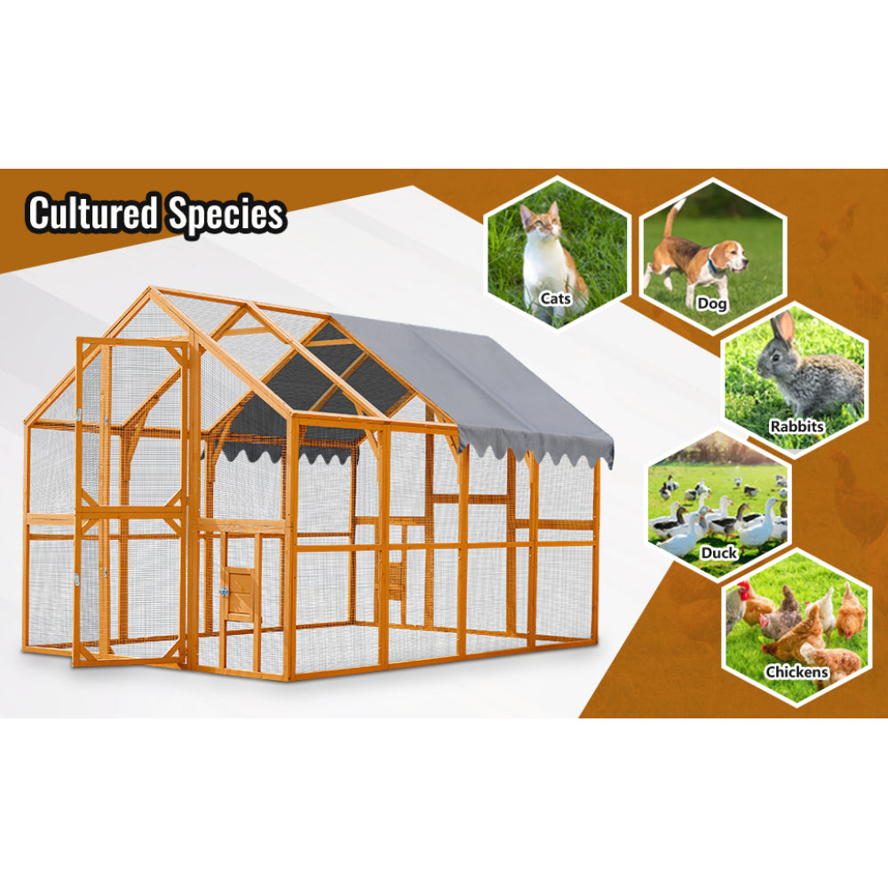 Outdoor Chicken Coop Enclosures 110" Large Kitten Playpen,Upgrade Waterproof Cover