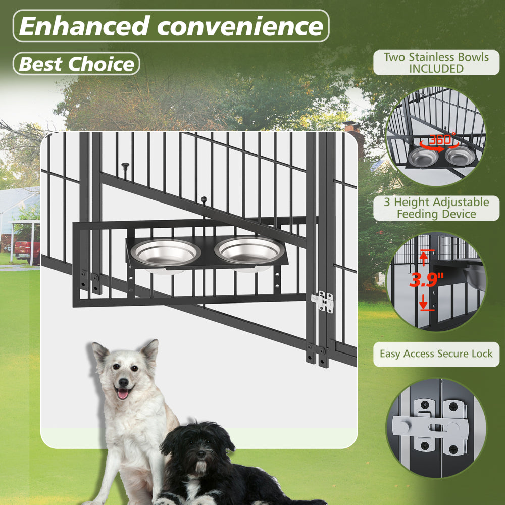 Large Dog Kennel Outdoor Pet Pens Dogs Run Enclosure Animal Hutch Metal Coop Fence with Roof Cover. 18.9'L x 9.61'W x 6.23'H.