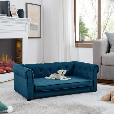 Elegant Rectangle Pet Bed for Small and Medium Dogs, Durable Elevated Dog Sofa Bed, Comfortable Dog Couch, Modern and Stylish Dog Sofa for Small and Medium Dogs,Blue