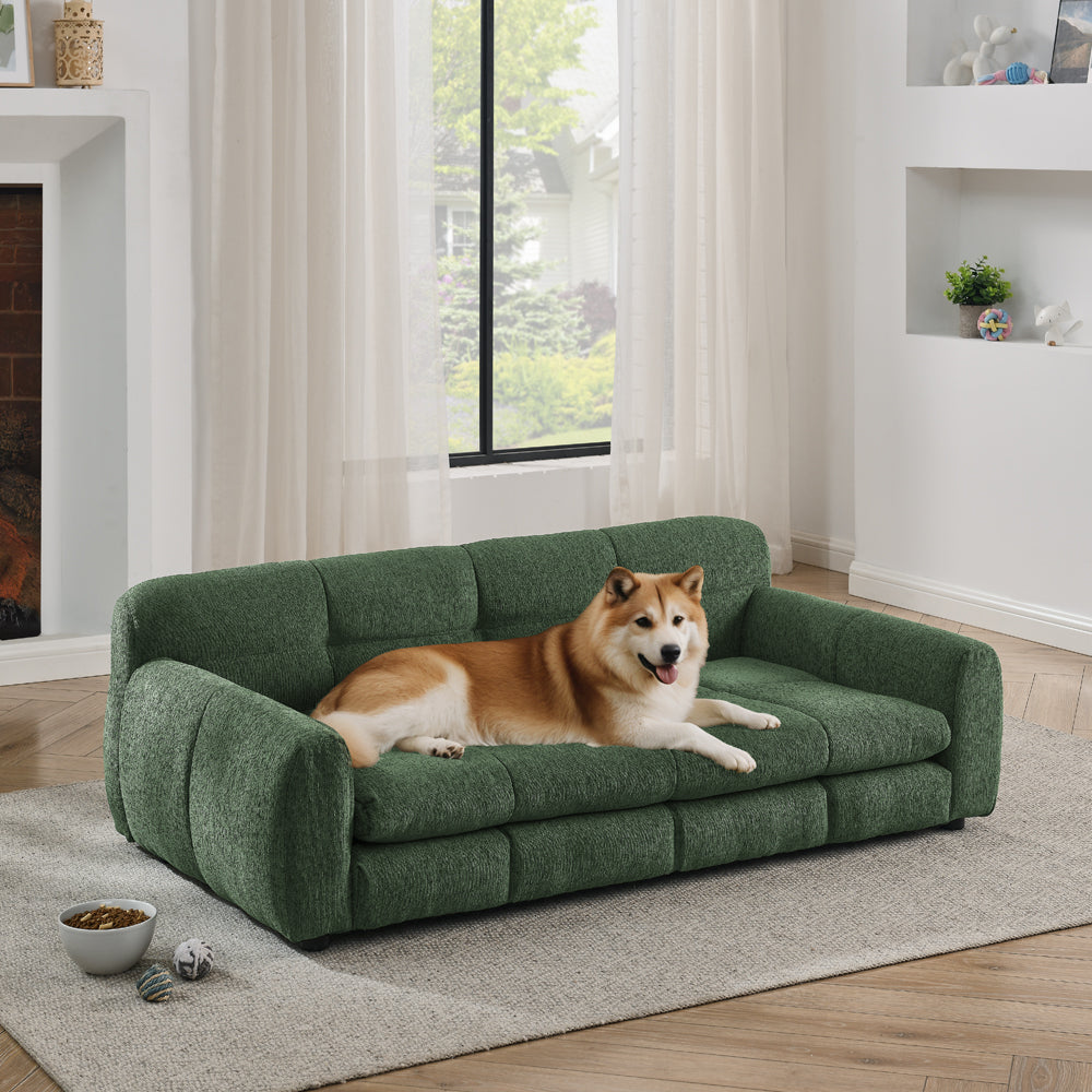 Soft and comfortable pet bed for big and oversized dogs, durable elevated dog sofa bed, comfortable dog sofa, modern and fashionable linen fabric dog sofa-Dark Blue