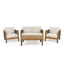Outdoor 4 Seater Acacia Wood Chat Set with Wicker Accents and Cushions, Teak Finish + Mixed Brown + Beige