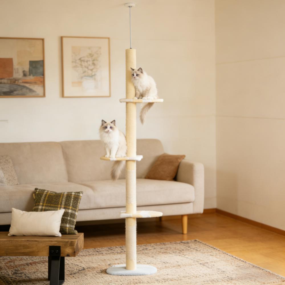 Cat Tree,4-Tier Floor to Ceiling Cat Tree