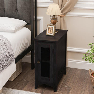 SunJet Rectangle Narrow Accent Side Table, Solid Black Veneer, 11.75 in. W x 21.75 in. L x 24.25 in. H
