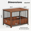 43'' Walnut Fluted Wood Furniture Style Dog Crate for Large & Medium Dogs - Double Door Design, Decorative Pet House & Indoor Side End Table.