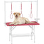 47''Large Dog Grooming Table, Foldable Pet Station at Home, Dog Grooming Table,Adjustable Cat Drying Desktop with Arms, Nooses, Mesh Tray (47Inch Pet Grooming Table Pink)