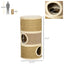 PawHut 28 Inch Cat Condo, 3 Story Cat Hideaway with Sisal Scratching Pad, Barrel Shaped Small Cat Tree for Indoor Cats, Khaki and Brown