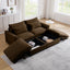 Corduroy Two-Seater Sofa with 2 Storage Footrest, 2 Seater Sectional  deep seat sofa,Comfy Couches for Living Room ,Brown Sofa