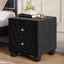 SunJet  Elegant Velvet Nightstand with 2 Drawers and Crystal Handle, Storage Bedside Table with Button-Tufted, Beige