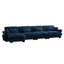 Modern Velvet L-Shaped Sectional Cloud Sofa, Convertible Deep 4-Seater Modular Couch with Pillows, Blue