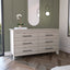 Double Dresser, Four Legs, 6 Drawer, Superior Top, Light Gray